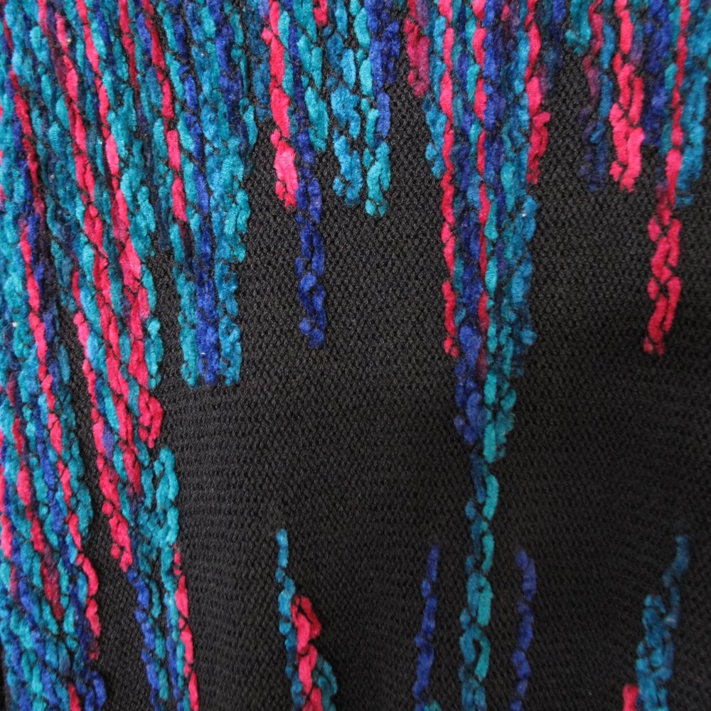 VINTAGE - CAMPUS CASUALS - 80's 90's Chenille Knit Balloon Sleeve Sweater - Picture 6 of 10